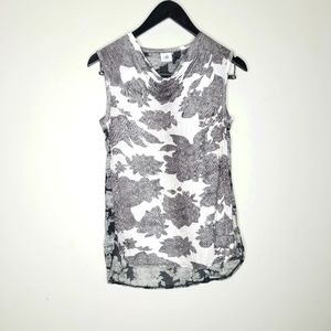 Cabi Sleeveless Tunic Tank Top XSmall Grey & Black